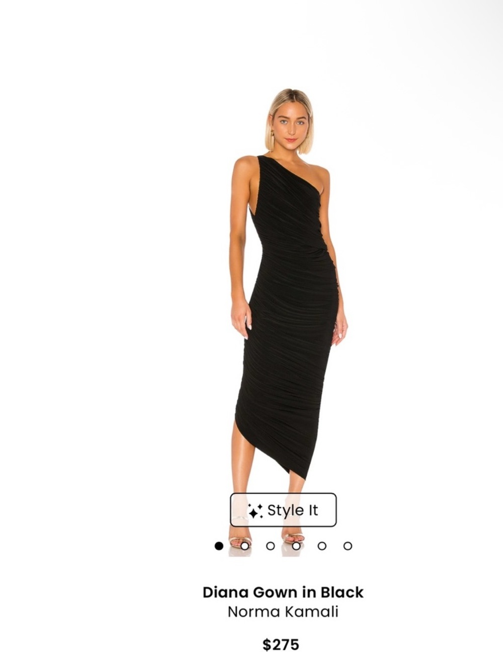 Norma Kamali Black One-Shoulder Ruched Asymmetric Gown